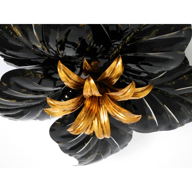 Large Black and Gilt Metal Floral 5-Arm Ceiling Lamp by Hans Kögl, 1980s For Sale - Image 9 of 18