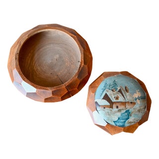 Mid-20th Century Carved Wooden Lidded Box, 1960s For Sale