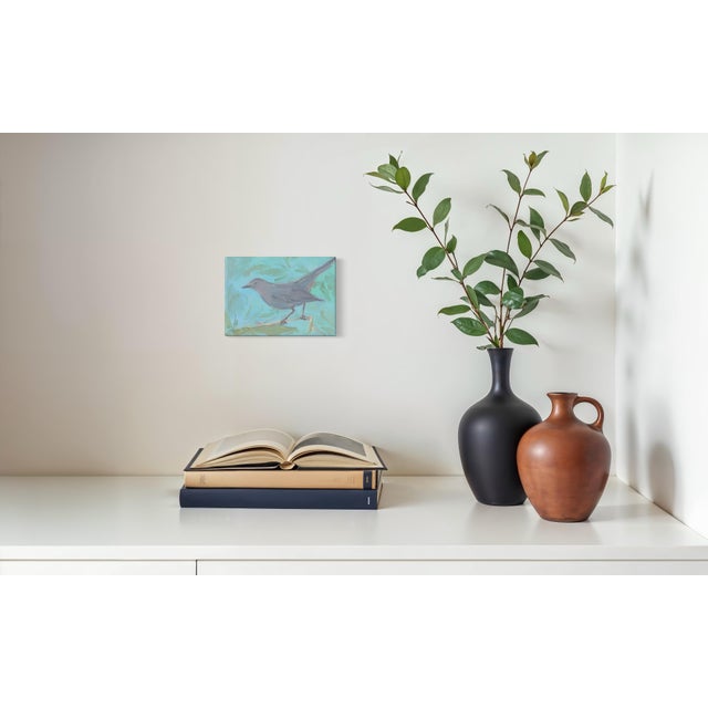An original oil painting, inspired by my favorite bird to observe in the garden. Details: "gray catbird" •oil paint on...
