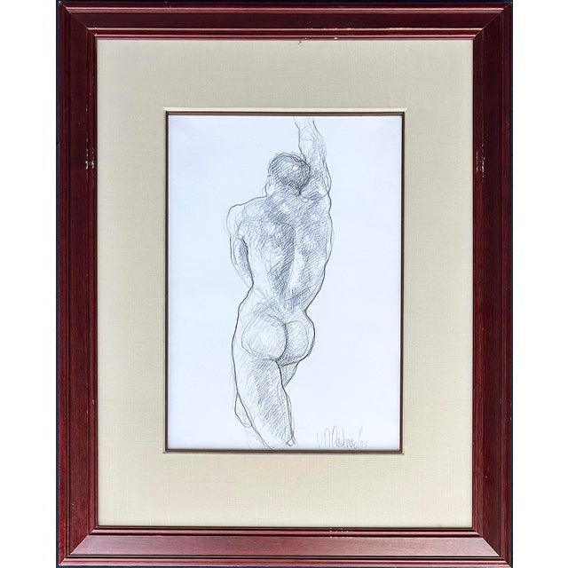Late 20th Century Male Nude Study Pencil Drawing by Colombian Artist Cardenas, 1 of 2 (#2) For Sale In Miami - Image 6 of 6