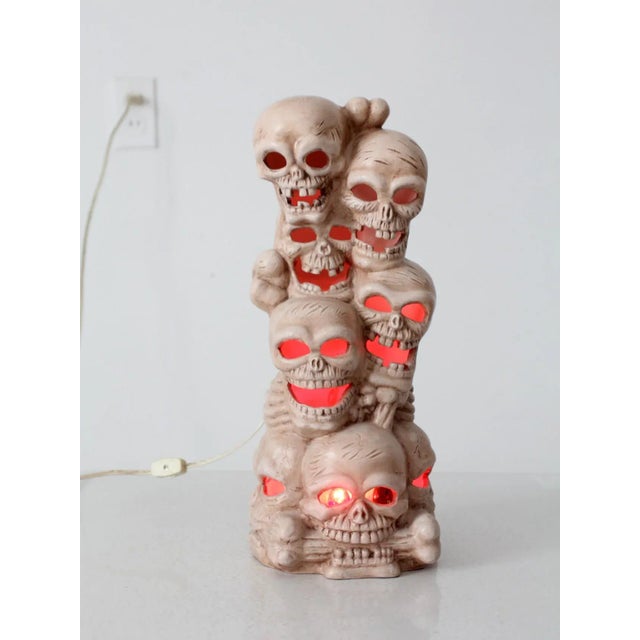 Ceramic Vintage Lighted Ceramic Skull Stack For Sale - Image 7 of 9