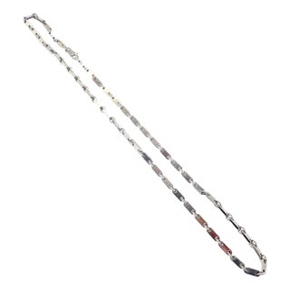 1990s Vintage Cartier White Gold Flat Link Necklace For Sale