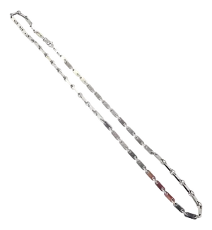 1990s Vintage Cartier White Gold Flat Link Necklace