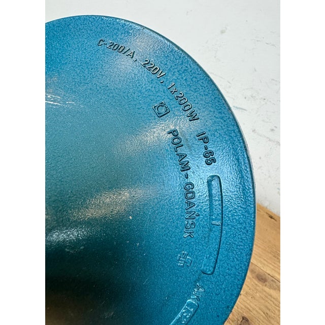 Industrial Blue Bunker Cage Light from Polam Gdansk, 1970s For Sale - Image 11 of 16