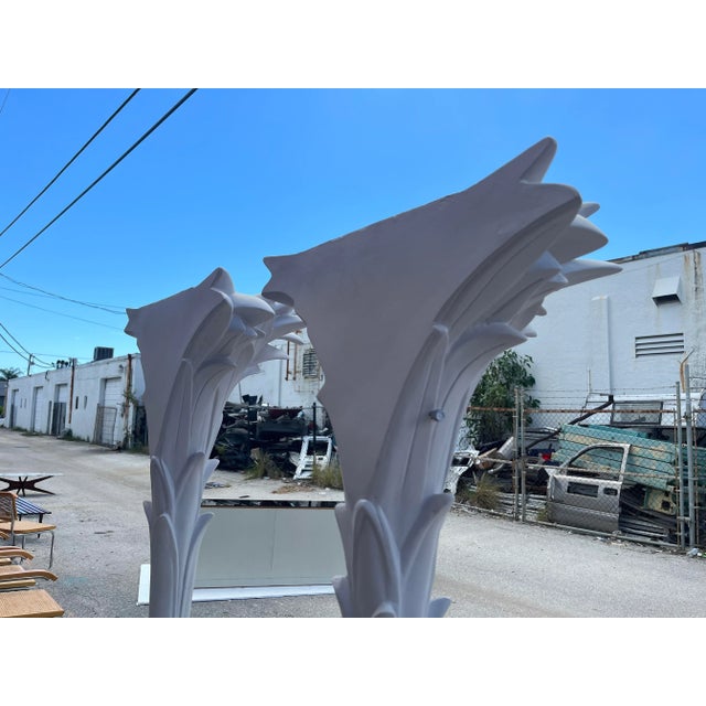 Wood Serge Roche Style Torchere Palm Floor Lamps - a Pair For Sale - Image 7 of 11