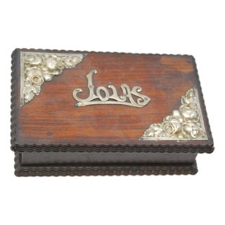 Wooden Jewelry Box with Silver Applications For Sale