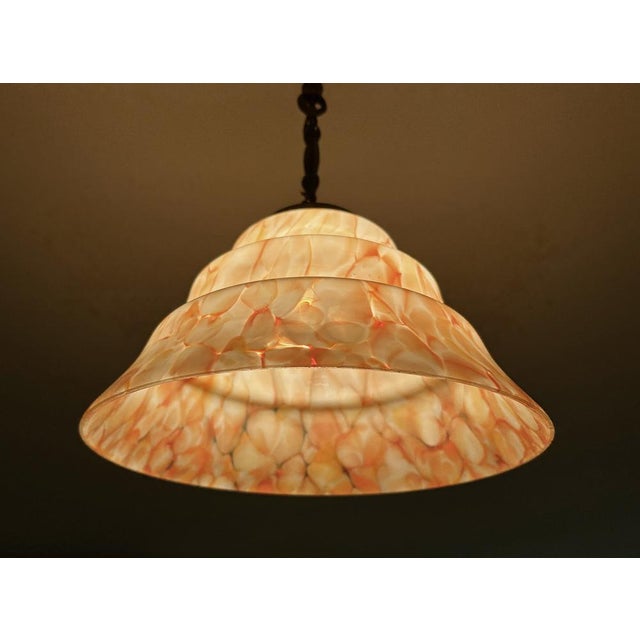 Art Deco Pendant Light in Pink Coral Glass, 1930s For Sale - Image 11 of 18