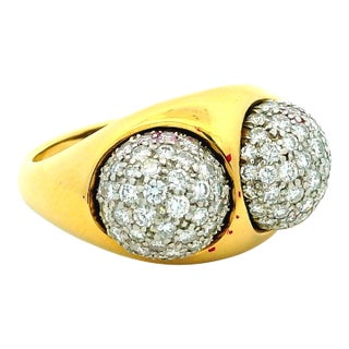 Vintage Tiffany & Co. Paloma Picasso 18k Gold Platinum Diamond Bypass Ring, Size 7.75 For Sale