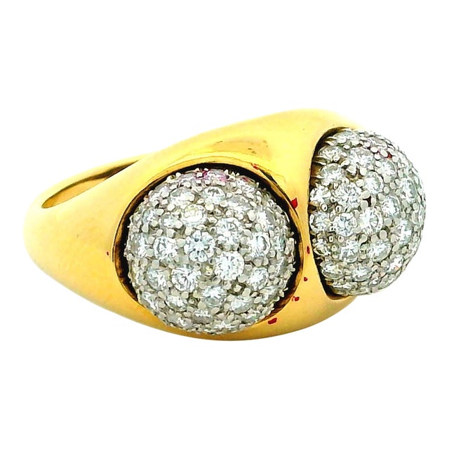 Vintage Tiffany & Co. Paloma Picasso 18k Gold Platinum Diamond Bypass Ring, Size 7.75 For Sale