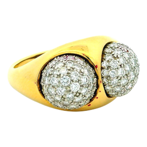 Vintage Tiffany & Co. Paloma Picasso 18k Gold Platinum Diamond Bypass Ring, Size 7.75