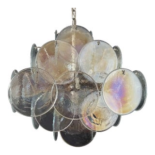 Italian Murano Chandelier, 36 Iridescent Disks For Sale