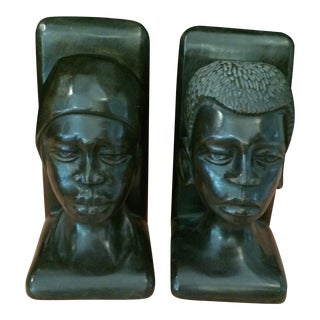 20th Century African Carved Ebony Bookends - a Pair For Sale