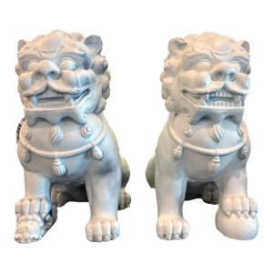 Palm Beach Chic White Foo Dog Guardian Lion Sculptures Primed – A Pair