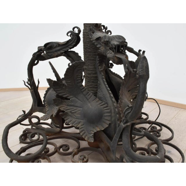 Large Italian Wrought Iron Outdoor Lamppost from Mazzucotelli, Italy, 1910s For Sale - Image 10 of 13