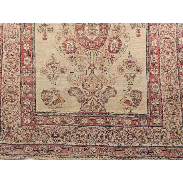 19th Century Persian Kerman Lavar Pictorial Rug, Hand-Knotted Wool, Tree of Life Pattern, Tan & Red, 4x6 For Sale - Image 9 of 14