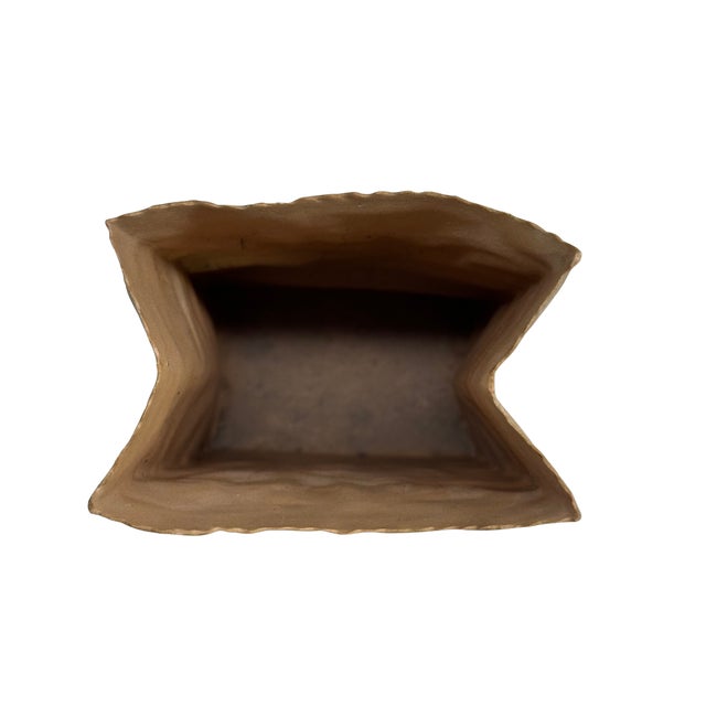 Arts & Crafts Michael Harvey "Paper Bag" Ceramic Vase, Crinkle Craft Collection For Sale - Image 3 of 9