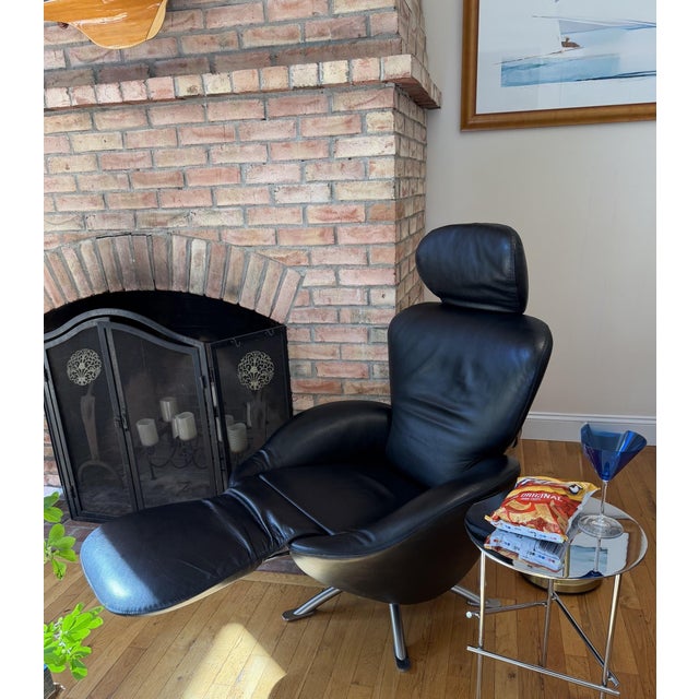Black Leather Swivel Recliner Lounge Chair by Toshiyuki Kita for Cassina, Made in Italy For Sale - Image 9 of 18