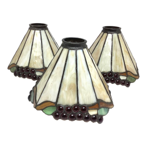 1990s Set of Three (3) Tiffany Style Slag Glass Lamp Shades Multicolor
