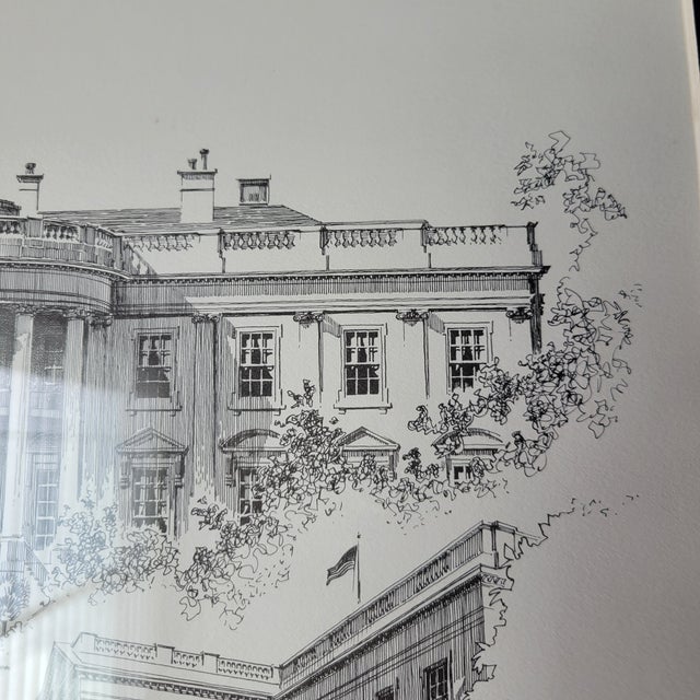 1980s VTG Don Cannavaro Framed and Signed Lithograph ' the White House & North Portico For Sale - Image 6 of 14
