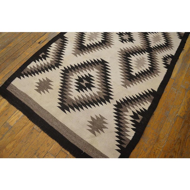 White 1930s White Diamond Antique American Navajo Carpet 3'3'' X 6'4'' Flatweave Wool Rug For Sale - Image 8 of 9