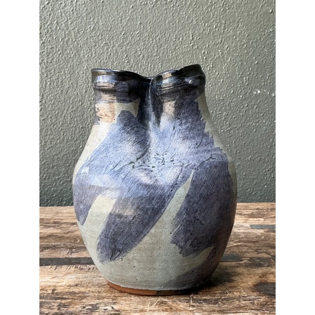 Late 20th Century Vintage Double Neck Ceramic Vase For Sale - Image 5 of 12