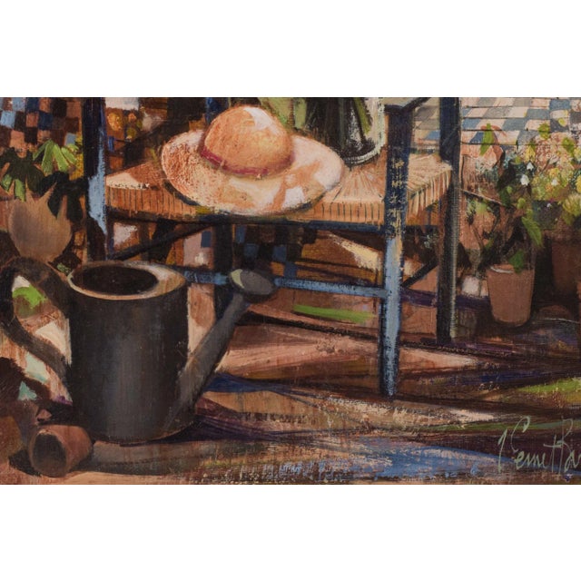 Textile Robert Vernet-Bonfort, Surreal Garden, 20th-Century, Oil on Canvas, Framed For Sale - Image 7 of 13