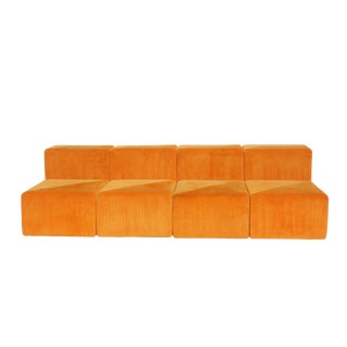 Sistema 61 Modular Sofa in Orange by Giancarlo Piretti for Castelli, 1974, Set of 8 For Sale