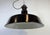 Large Industrial Black Enamel Factory Lamp with Cast Iron Top from Elektrosvit, 1950s For Sale - Image 9 of 18