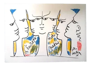Jean Cocteau - Jean Monnet's Vision - Original Lithograph 1961