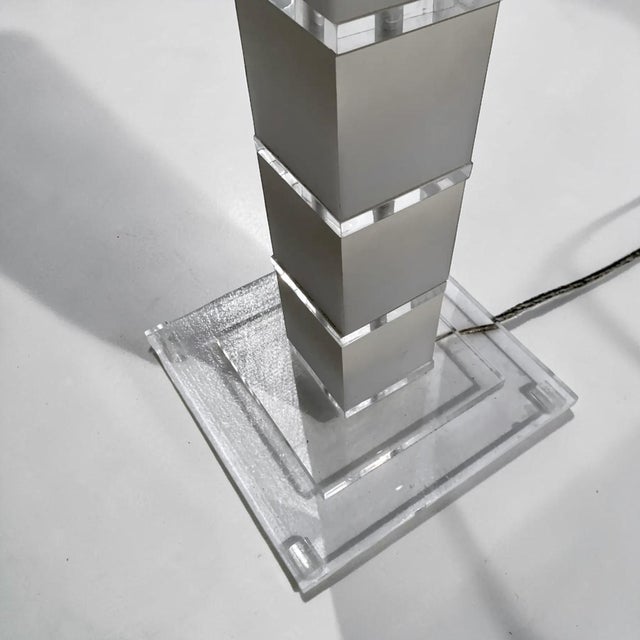 Plastic Post-Modern Frosted Lucite Floor Lamp For Sale - Image 7 of 9