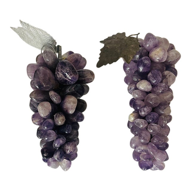 Vintage Pair of 2 LBS Amethyst Grapes Clusters For Sale