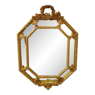 French Regency Style Gilt Wood Octagonal Wall, Console or Mantel Mirror For Sale
