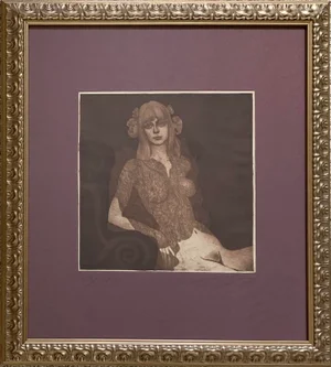 1969 "Eva Im Neglige" Expressionist Figurative Aquatint by Ernst Fuchs, Framed