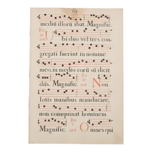 17th Century Latin Antiphonal Music Manuscript, Four Pages, 69,70,71 & 72