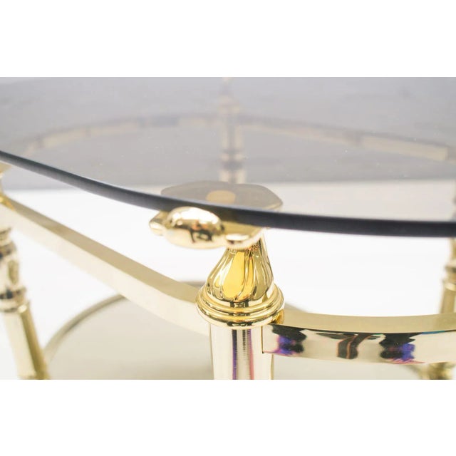 Metal Hollywood Regency Brass & Smoked Glass Serving Trolley, 1960s For Sale - Image 7 of 10