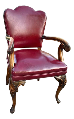 Carved Wood Library Chair Vintage English Regency Style 40s