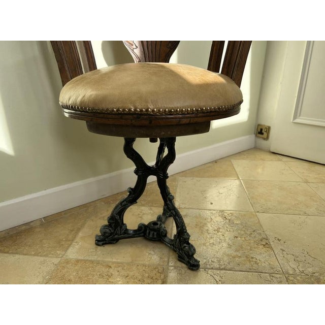 Cast Iron and Oak Captains Chair For Sale - Image 3 of 13
