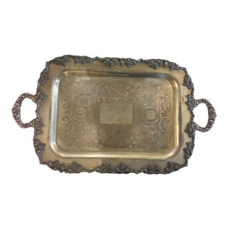 Large Vintage Silverplate Serving Tray For Sale