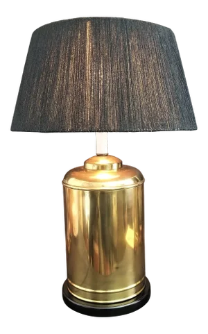 Vintage Large Asian Chinoiserie Brass Tea Canister Table Lamp