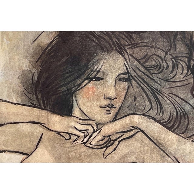 Contemporary The Door, ca. 2010 by Rebecca Leveille-Guay | Watercolor and gouache of a woman with flowing hair For Sale - Image 3 of 5