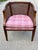 Vintage Mid-Century Modern Cane Barrel-Back Armchair | Hollywood Regency Neoclassical Revival | Tufted Pink Plaid Upholstery For Sale - Image 16 of 18