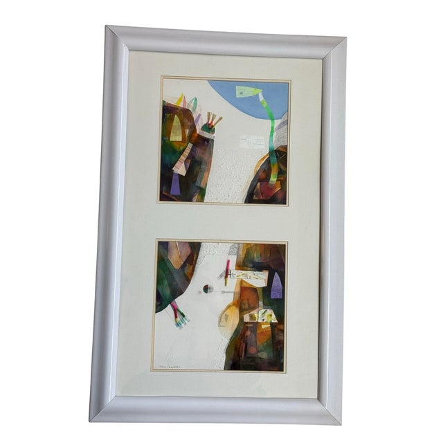 Postmodern Late 20th Century Original Mixed Media Diptych Painting by Bolivian-Brazilian Artist Mario Cespedes For Sale - Image 3 of 12