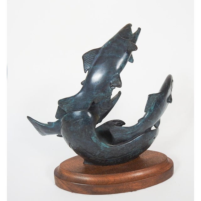 1989 Jacques and Mary Regat Bronze Salmon Sculpture For Sale - Image 10 of 11