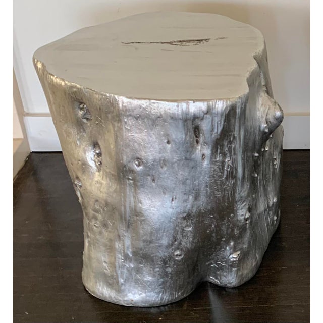 1990s Vintage Painted Resin Tree Trunk Side Table For Sale - Image 5 of 11
