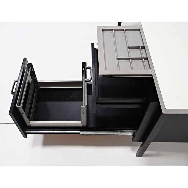 Writing Desk in Black Stained Oak with White Lacquered Top by Herbert Hirche for Christian Holzäpfel KG, Germany, 1960s For Sale - Image 10 of 18