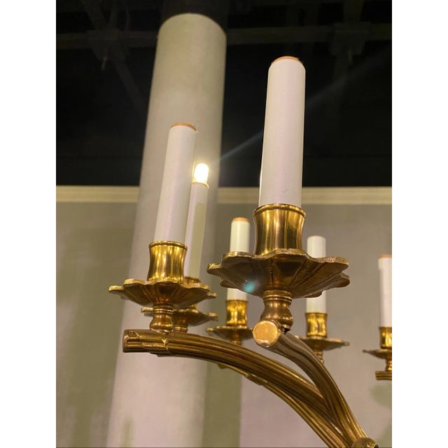 French Vintage French Neoclassical Style Polished Brass 16-Light Sconce For Sale - Image 3 of 7