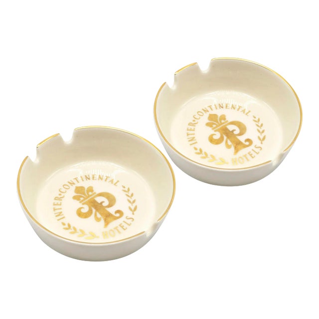 Intercontinental Hotel Paris Ashtrays - a Pair For Sale
