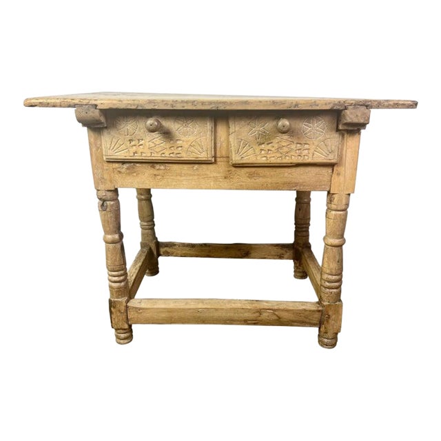 18th Century Bleached Walnut Spanish Colonial Table With Two Drawers For Sale