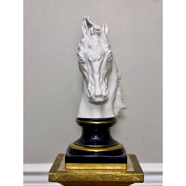 White Late 20th Century French Bisque Porcelain Horse Head Bust on Sèvres Style Base, Signed Beccafichi For Sale - Image 8 of 15