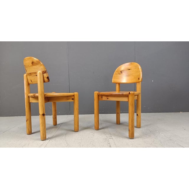 Vintage Pine Wood Dining Chairs, 1980s, Set of 6, in Good conditions. Designed 1980 to 1989
